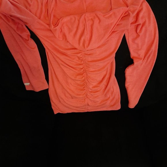 Marika Tek - Peach Hooded Long Sleve Ruched Tunic Top - Picture 3 of 4